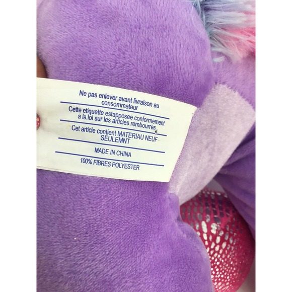 Calplush Winged Unicorn Plush Purple Pink Sparkle Rainbow Mane Tail 16" High - Picture 7 of 12